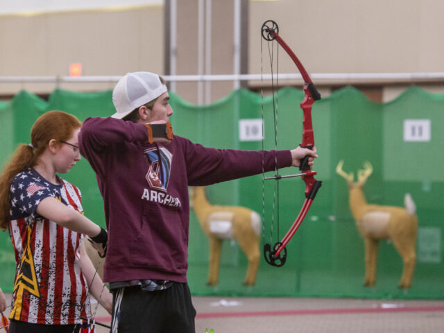 Archer, in a competitive event, after releasing loosing his arrow
